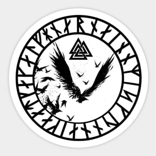 Ravens, Runes and Odin Sticker